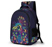 WECECE Mochila Colegio Pavo Real Instituto 8-12 Años para Niños Mochila Infantil Animal Pavo Real Niñas Mochilas Escolares De Moda, Book Bag para Instituto Viaje y Uso Diario