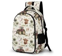 WECECE Mochila Colegio Toro Tractors Instituto 8-12 Años para Niños Mochila Infantil Highland Vaca Niñas Mochilas Escolares De Moda, Book Bag para Instituto Viaje y Uso Diario