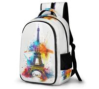 WECECE Mochila Colegio Torre Eiffel Patrón Estudiantes 12-16 Años Mochila Secundaria Colorido Graffiti Escolares Secundaria Bookbag Ligera Impermeable Moderna Senderismo Viaje
