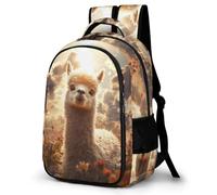 WECECE Mochila con Cute Llama Motif Escolar Niño Adolescente, Mochila Animal Alpaca Colegio Grand Capacidad para Juveniles Chico 10 a 18 Años, Mochilas para Portátil