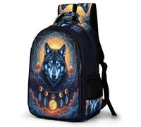 WECECE Mochila con DreamGatocher Lobo Escolar Niño Adolescente, Mochila Wolves Colegio Grand Capacidad para Juveniles Chico 10 a 18 Años, Mochilas para Portátil