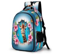 WECECE Mochila con Giraffe Escolar Niño Adolescente, Mochila Animal Giraffe Colegio Grand Capacidad para Juveniles Chico 10 a 18 Años, Mochilas para Portátil