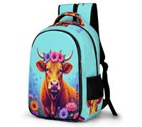 WECECE Mochila con Highland Gatotle Escolar Niño Adolescente, Mochila Bull Design Colegio Grand Capacidad para Juveniles Chico 10 a 18 Años, Mochilas para Portátil