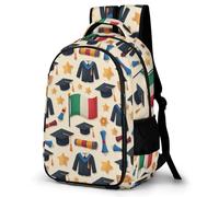 WECECE Mochila con Italy Flag Escolar Niño Adolescente, Mochila Tema de Graduación Colegio Grand Capacidad para Juveniles Chico 10 a 18 Años, Mochilas para Portátil