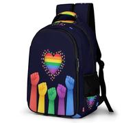 WECECE Mochila con Multicoloured Fist Escolar Niño Adolescente, Mochila Corazón Colegio Grand Capacidad para Juveniles Chico 10 a 18 Años, Mochilas para Portátil