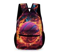 WECECE Mochila Con Patrón De Baloncesto en Llamas Para Niños, Mochila Baloncesto Adolescentes, 16 Pulgadas, Primaria, Ligero E Impermeable, Mochilas