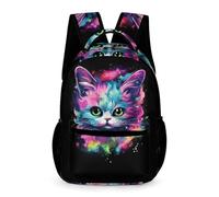 WECECE Mochila Con Patrón De Gato Para Niños, Mochila Gatito Animal Adolescentes, 16 Pulgadas, Primaria, Ligero E Impermeable, Mochilas