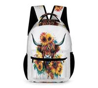 WECECE Mochila Con Patrón De Vaca de las Tierras Altas Para Niños, Alumnos De Primaria, 16.2 Pulgadas, Ligero E Impermeable Mochilas Animal Print Toro De Viaje