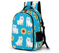 WECECE Mochila con SunFlores Puppy Escolar Niño Adolescente, Mochila Animal Perro Colegio Grand Capacidad para Juveniles Chico 10 a 18 Años, Mochilas para Portátil