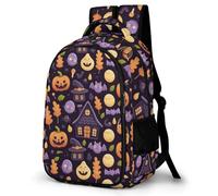 WECECE Mochila con Tema Halloween Tema Halloween Escolar Niño Adolescente, Mochila Murciélago Colegio Grand Capacidad para Juveniles Chico 10 a 18 Años, Mochilas para Portátil