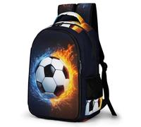WECECE Mochila con Water Fire Fútbol Escolar Niño Adolescente, Mochila Fútbol Colegio Grand Capacidad para Juveniles Chico 10 a 18 Años, Mochilas para Portátil