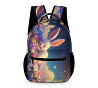 WECECE Mochila Conejo 4 Curso Estudiantes Chicos Chicas Bolsa Colegio Motivo Animal Conejito 7 Años Backpack Ligera con Bolsillos Laterales Cosas de Colegio Botella Outdoor Tiempo Libre