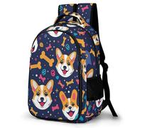 WECECE Mochila Corgi Dog Pattern Adolescente Chicos - Mochila con Cachorro Bonito Instituto Bachillerato para Ordenador Mochilas Casual Ligera Vuelta Al Cole, Cumpleaños O Navidad