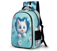 WECECE Mochila Cute Kitten Escolar Niños - Mochila 3D Print Gato Colegio Niña Chicos para Portátil, Gran Mochilas para Adolescentes Vuelta Al Cole
