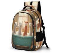 WECECE Mochila Cute Llamas Niño Transpirable, Mochilas Escolares Primaria para Niños De 8 a 12 Años, Mochila Infantil Gran Capacidad Animal Alpaca para La Escuela, Viajes