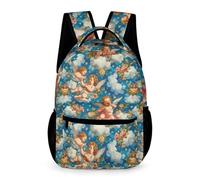 WECECE Mochila de Ángeles Niña Niño 8-12 Años Mochila Escolar Flores Curso 3-6 y 1º ESO Escolares Bolsa Escolar Formato Grande 43x32x15 cm Actividades Diarias Libros y Cuadernos