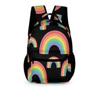 WECECE Mochila de Arcoíris Colegio Primaria Chicos y Chicas Mochila Primaria Multicolor 6 Curso 9 Años Bolsa Escolar Bolsillo Frontal Práctico Cuadernos Botella Paraguas Excursión Viaje Diario