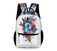 WECECE Mochila de Caballo Estampado Niños 9 Años Bolsa Escolar Animal Motivo Curso 4 Niñas School Bag Ligera Resistente 43x32x15 cm Excursión Libros y Cuadernos
