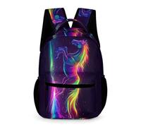 WECECE Mochila de Caballo Motivo Escolares 7 Años Bolsa Escolar Animal Caballo Curso 2 Niños School Bag Práctica 43x32x15 cm Actividades Diarias Libros y Cuadernos