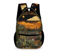 WECECE Mochila de Cactus Estampado Niño Niña 8 Años Bolsa Escolar Plantas Cactus Curso 3 Escolares School Bag Moderna 43x32x15 cm Tiempo Libre Libros y Cuadernos