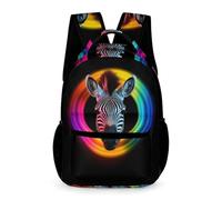 WECECE Mochila De Cebra Para Alumnos De Primaria, Mochila Para 1º 2º 3º,4º,5º Niños, Niñas, Tela De Poliéster, Impresión De Colores de Neón,One_Size