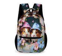 WECECE Mochila de Cobaya Preescolar Primaria 7 Años Mochila Bonito Pequeño Animal 1-3 Curso Niñas Backpack Niños Ligera con Bolsillos Laterales Cuadernos Botella Paraguas Regalo Escolar