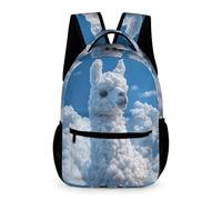 WECECE Mochila de Diseño de Alpaca Nubes Chicos y Chicas 6-10 Años Bolsa Escolar Animal 3 Curso Mochila Estudiantes Ligera con Bolsillos Laterales Libros Objetos Pequeños Vuelta al Cole
