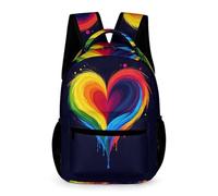 WECECE Mochila de Diseño de Amor Colegio Primaria para Niños Bolsa Escolar Multicolor 5 Curso Niñas 11 Años Bolsa de Escuela Correas Ajustables Libros Botella Paraguas Paseo Viaje Colegio