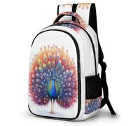 WECECE Mochila de Diseño de Pavo Real Estudiantes 14 Años Mochila Secundaria Ilustración Animal Chico Instituto Bookbag Moderna Resistente Grande Viaje Uso Diario Regalo Diario