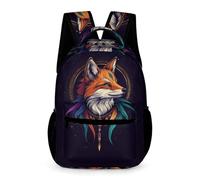 WECECE Mochila de Diseño de Zorro 3-5 Curso para Niños Bolsa Colegio Ilustración Animal Niñas 7-11 Años Bolsa Escolar Ligera Resistente Cosas de Colegio Botella Regalo Cumpleaños