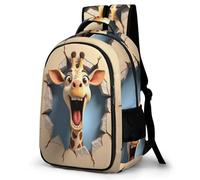WECECE Mochila de Escuela 3D Estampado Jirafa Chico 9-14 Años Bolsa Escolar Animal Chica ESO 1º-2º Mochila Secundaria, Daypack Grande Ajustable para Uso Diario y Paseo Clases y Salidas