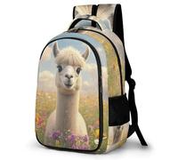 WECECE Mochila de Escuela Diseño Alpaca Chico 9-14 Años Bolsa Escolar Animal Llama Chica ESO 1º-2º Mochila Secundaria, Daypack Grande Ajustable para Uso Diario y Paseo Clases y Salidas