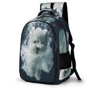 WECECE Mochila de Escuela Kawaii Bichón Frisé Chico 11-15 Años Bolsa Escolar Cachorro Chica ESO 2º-4º Mochila Secundaria, School Bag Duradera y Práctica para Vuelta al Cole y Regalo