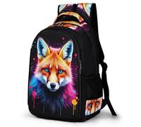 WECECE Mochila de Escuela Motivo Zorro Chico 11-14 Años Bolsa Escolar Animal Zorro Chica Curso 2-4 Mochila Secundaria, Bookbag Grande Ajustable para Excursión Escolar Libros y Cuadernos
