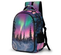WECECE Mochila de Escuela Nevado Paisaje Chico 12-16 Años Bolsa Escolar Colorido Aurora Chica ESO 1º-4º Mochila Secundaria, Backpack Práctica Duradera para Escuela y Viaje Libros y Cuadernos