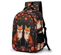WECECE Mochila de Escuela Patrón Zorro Chico 9-14 Años Bolsa Escolar Estampado Animal Chica ESO 1º-2º Mochila Secundaria, Daypack Grande Ajustable para Uso Diario y Paseo Clases y Salidas