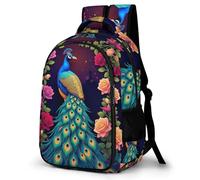 WECECE Mochila de Escuela Pavo Real Chico 10-16 Años Bolsa Escolar Animal Pavo Real Chica Cursos Medios Mochila Secundaria, Bookbag Práctica Duradera para Clases y Actividades