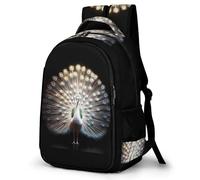 WECECE Mochila de Escuela Pavo Real Chico 9-14 Años Bolsa Escolar Animal Pavo Real Chica ESO 1º-2º Mochila Secundaria, Daypack Grande Ajustable para Uso Diario y Paseo Clases y Salidas