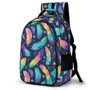 WECECE Mochila de Escuela Pluma Patrón Chico 11-15 Años Bolsa Escolar Pluma Diseño Chica ESO 2º-4º Mochila Secundaria, School Bag Duradera y Práctica para Vuelta al Cole y Regalo