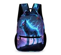 WECECE Mochila de Estampado de Lobos 5 Curso Niños Mochila Motivo Animal Lobo Niñas 8-11 Años Backpack Bolsillo Frontal Práctico Cuadernos Botella Paraguas Paseo Viaje Colegio