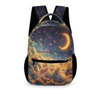 WECECE Mochila de Estrellado Cielo Nubes Niño Niña 11 Años Mochila Escolar Luna Curso 6 Escolares Bolsa Escolar Moderna 43x32x15 cm Vuelta al Cole Libros y Cuadernos