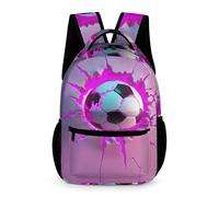 WECECE Mochila de Fútbol 3D Estampado Niño Niña 8 Años Bolsa Escolar Rosa Fútbol Curso 3 Escolares School Bag Moderna 43x32x15 cm Tiempo Libre Libros y Cuadernos