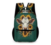 WECECE Mochila de Ganado Preescolar Primaria 6-10 Años Mochila Primaria Diseño de Vaca 1-3 Curso Niña School Bag Niño Ligera con Bolsillos Laterales Libros Objetos Pequeños Regalo Cumpleaños