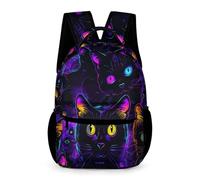 WECECE Mochila de Gato Niños 8-12 Años Mochila Colegio Motivo Animal Gatito 2-5 Curso Niñas Colegio Primaria Backpack Ligera con Bolsillos Laterales Libros Objetos Pequeños Regalo Escolar