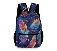 WECECE Mochila De Impresión de Plumas Para Niños Y Niñas, Mochila Con Colorido Para 1º- 6º, Tamaño Perfecto Bolsos 1º ESO Y Escuela Primaria School Bag