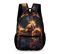 WECECE Mochila de Llamas Moto Niños Colegio Primaria Mochila Primaria Moto 2-4 Curso Niñas 9 Años Bolsa de Escuela para Libros Cuadernos Bolsillo Frontal Bolsillos Laterales Regalo Cumpleaños