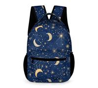WECECE Mochila de Luna Estrellas Escolares 7 Años Bolsa Escolar Luna Estrellas Curso 2 Niños School Bag Práctica 43x32x15 cm Actividades Diarias Libros y Cuadernos