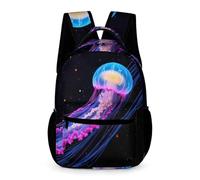 WECECE Mochila de Medusa Patrón Chicas 7-11 Años Mochila Escolar Océano Criatura Curso 2-6 Chicos Bolsa Escolar Grande 43x32x15 cm Viaje Estudio Libros y Cuadernos