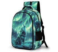 WECECE Mochila de Motivo de Aurora Lobo Niña 12 Años Mochila Patrón Lobo Niño Estudiantes School Bag Duradera Moderna Impermeable Instituto Actividades Escolares Regalo Diario