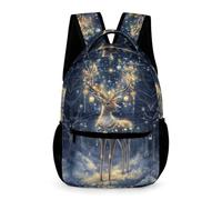 WECECE Mochila de Motivo de Bonito Ciervo para Niños y Niñas 12 Años Mochila Reno 3 Curso Colegio Primaria Bookbag Bolsillo Frontal Práctico Libros Objetos Pequeños Outdoor Tiempo Libre